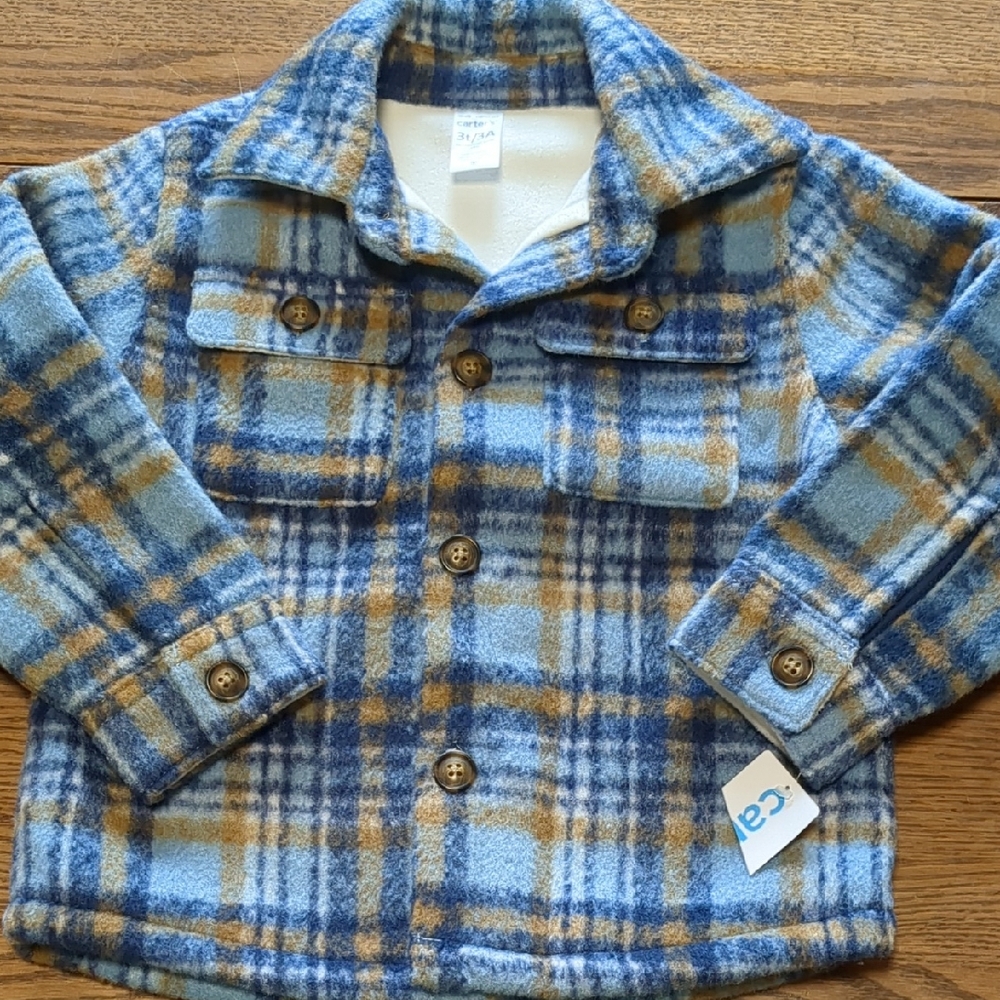 Plaid Blue and Yellow Kids Flannel Jacket